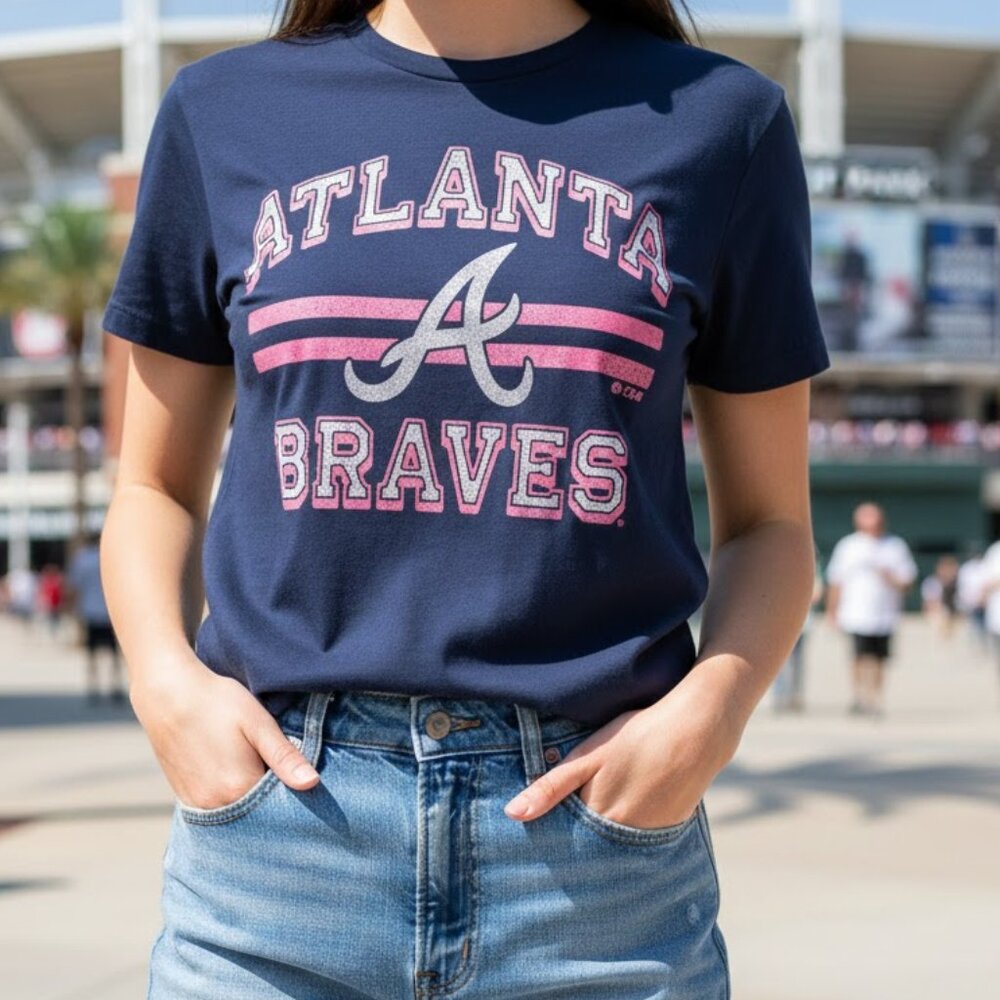 Atlanta Braves MLB Navy Blue T-Shirt Sporty lightweight Women's Small